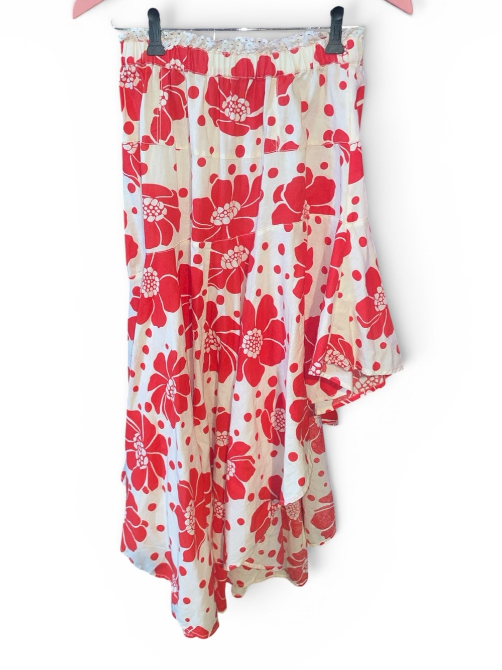 Free People Red Floral Maxi Skirt NWOT - Picture 5 of 7